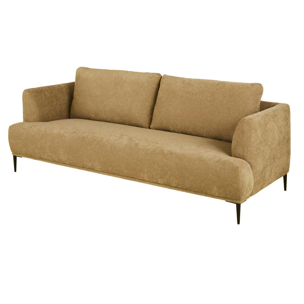 Benett - Canapé 3 places en velours ocre