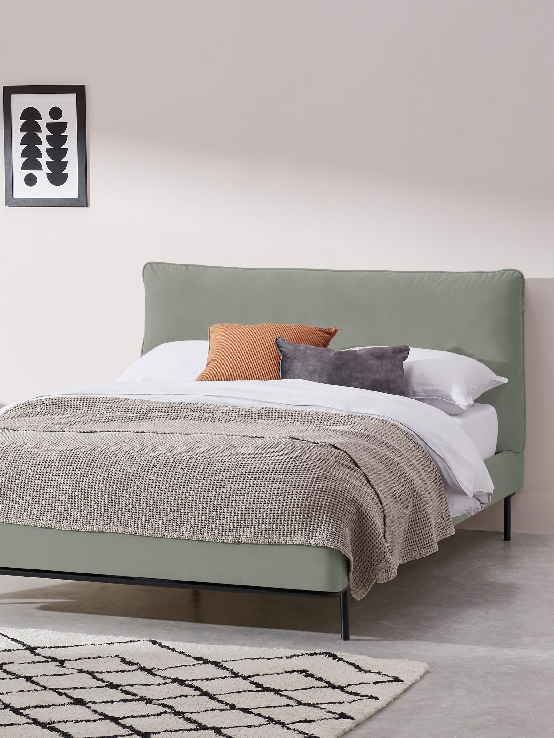 Harlow Bed in Sage Green Velvet