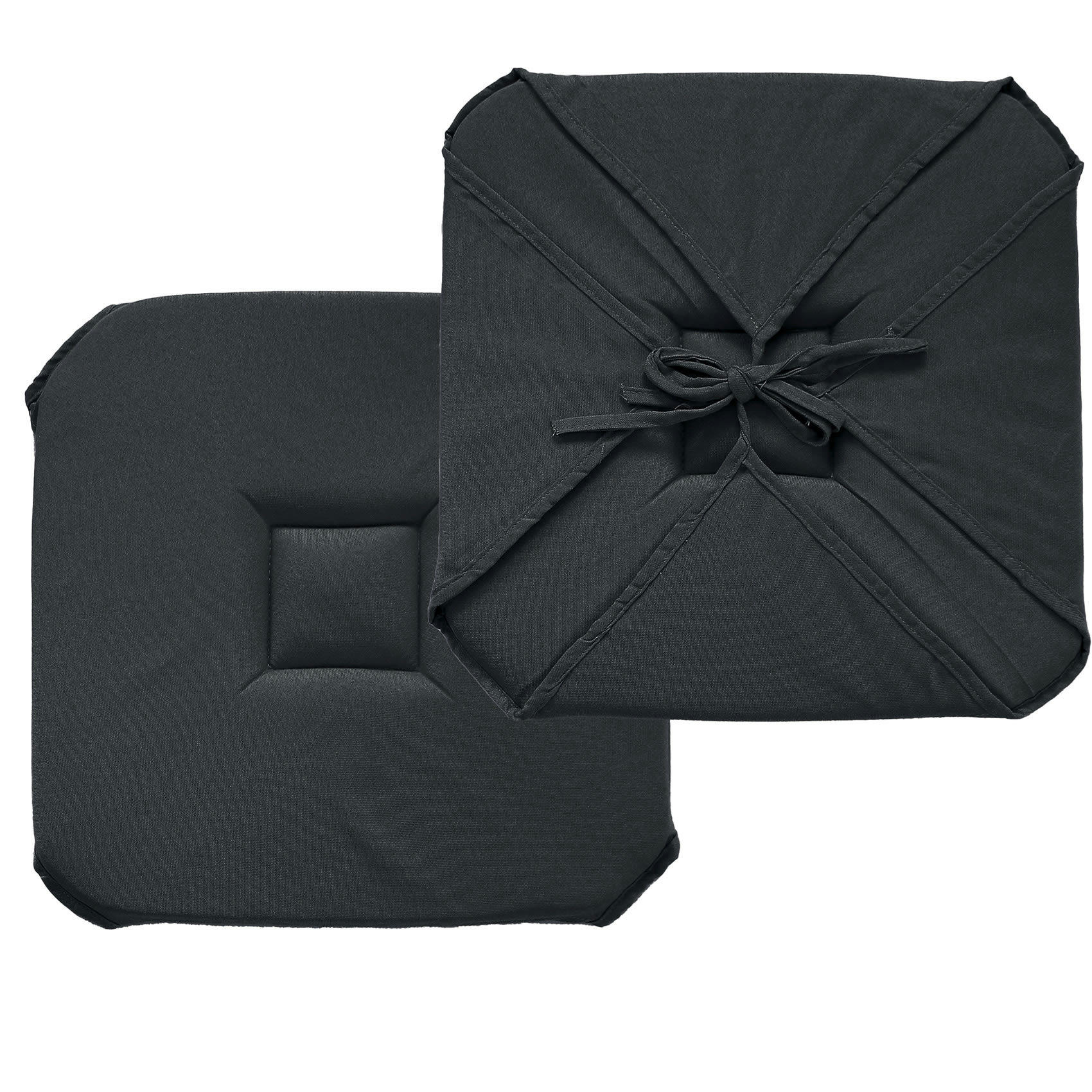 - Galette de chaise unie à rabats polyester gris foncé 40x40 cm