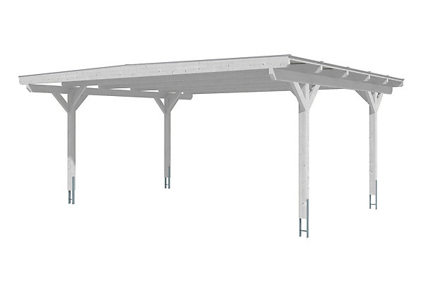 Carport SKAN HOLZ Odenwald 640x541cm, bois lamellé-collé, traitement coloré blanc