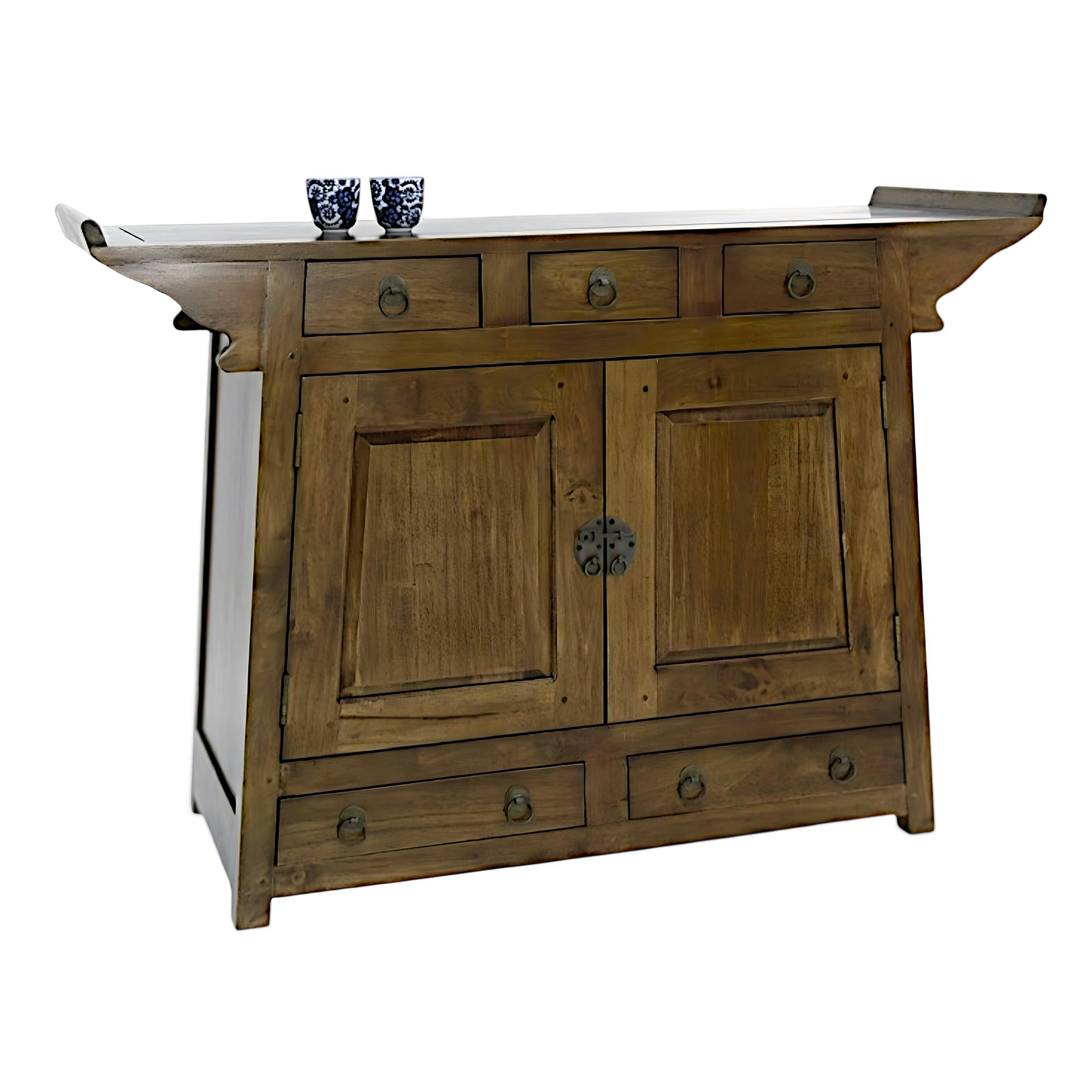 Buffet Chinois Hévéa 2 portes, 5 tiroirs 125x45x90cm MAORI