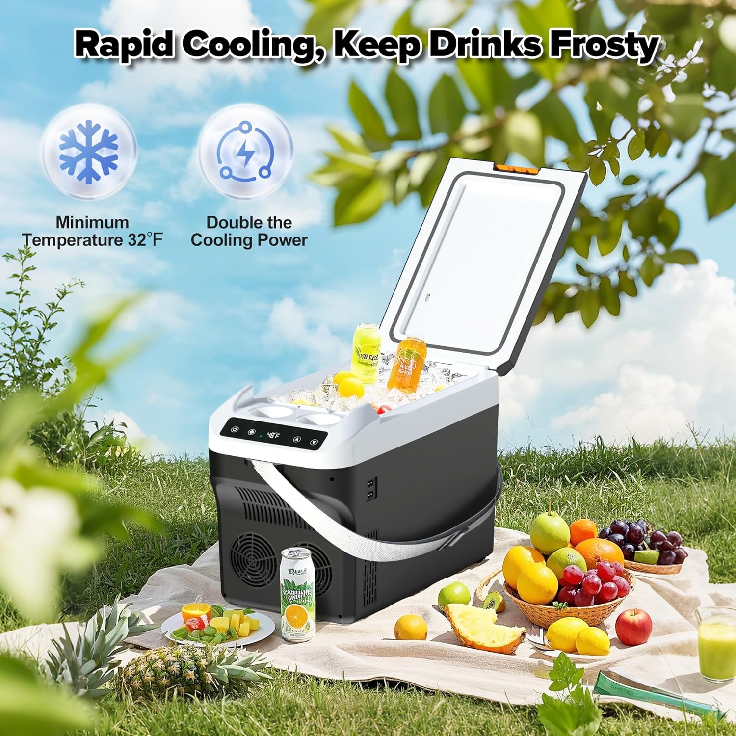 advwin 12 Volt Car Refrigerator 23Quart(22L) Electric Cooler/Warmer, Plug In Car Cooler with 110V AC Home Power Cord & 12V Car Adapter, Portable Refrigerator for Camping, Travel, RV(Black)