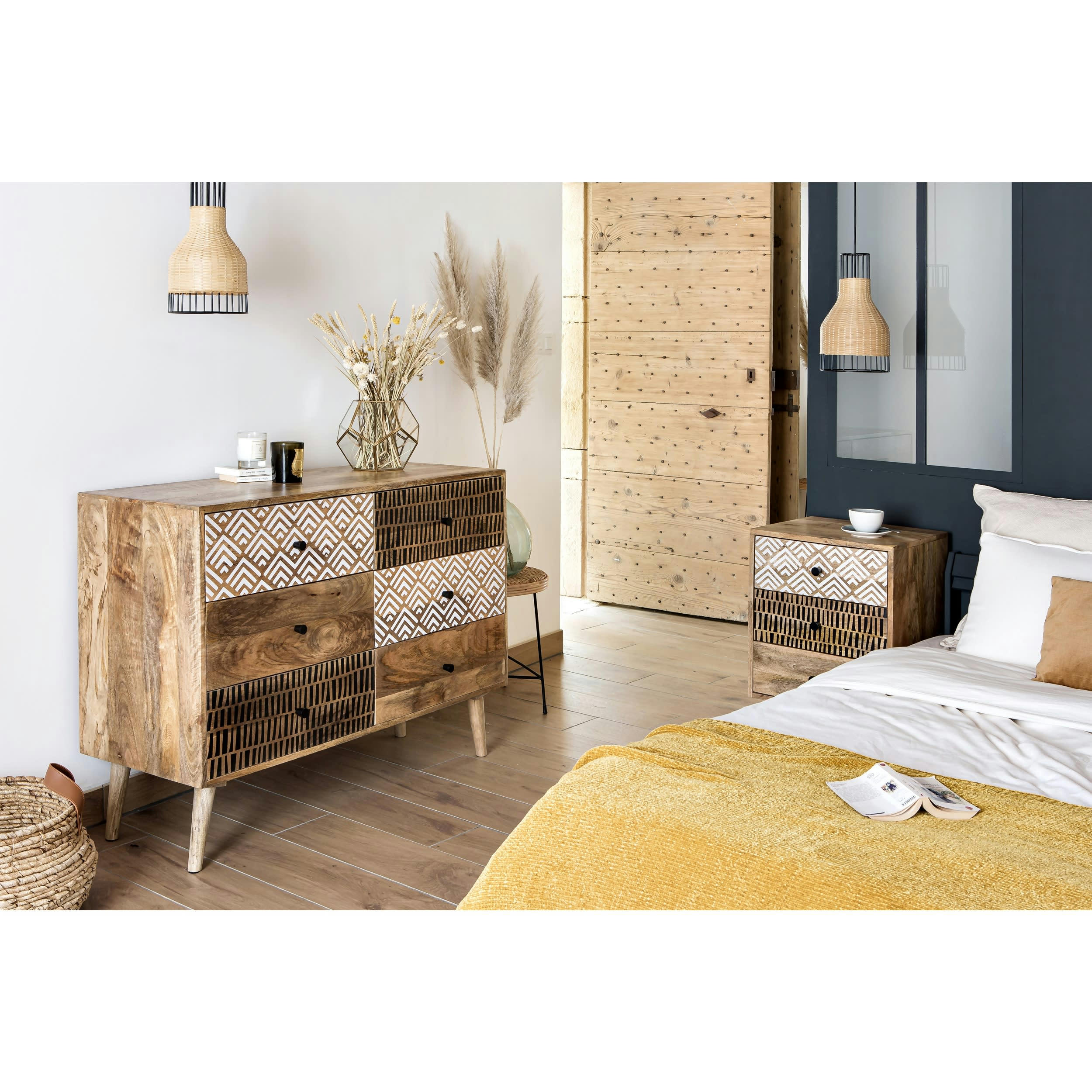 TALI - Commode en bois 6 tiroirs à motifs