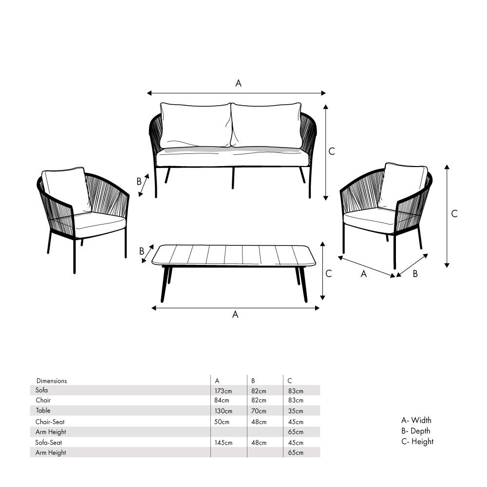 Ruma Dark Grey 4 Seater Rattan and Natural Teak Wood Seating Set
