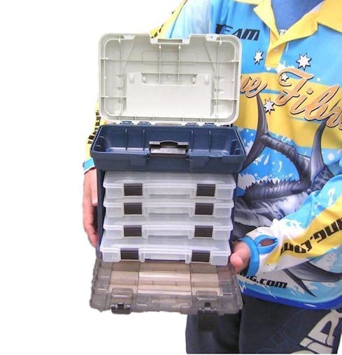 Surecatch 4 Tray Heavy Duty Fishing Tackle Box for Terminal Tackle Blue