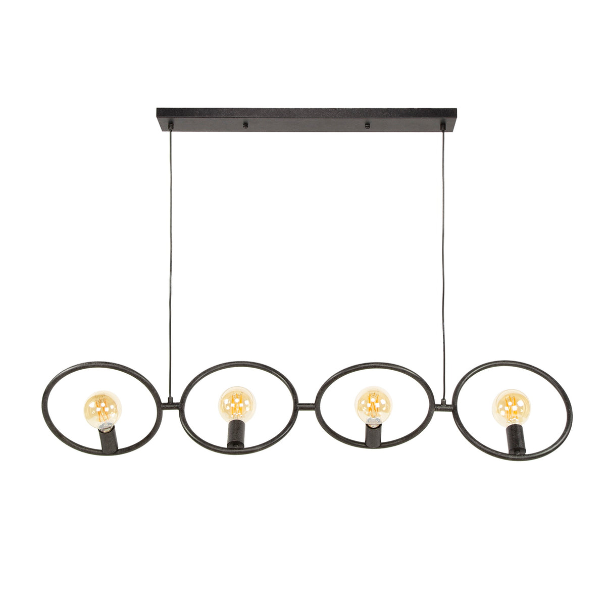 Giga Meubel Hanglamp Loop - Zwart Metaal - 4-Lichts - 30x130x150cm