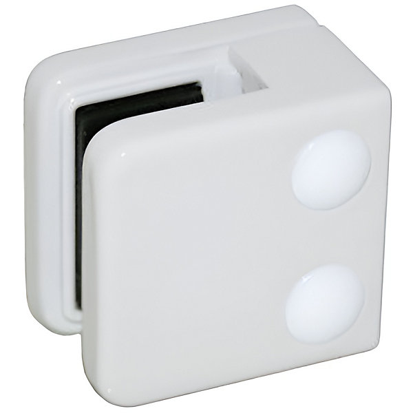 4 x Pince à verre plate modèle 01 - Ep. verre 6 mm - Zamak blanc RAL 9016