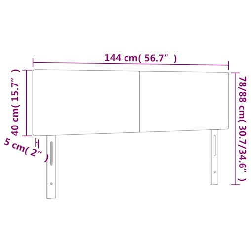 NNEVL LED Headboard Dark Grey 144x5x78/88 cm Velvet