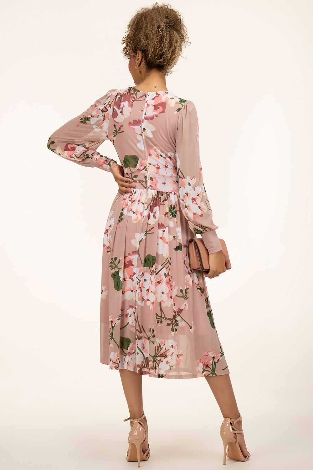 Jolie Moi Jasmine Long Sleeve Mesh Dress