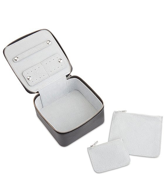 Leather Zippered Travel Jewelry Organizer Case