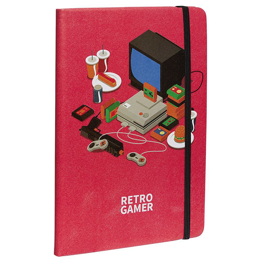Cahier élastique latéral motif retro gamer A5 rouge 160 pages