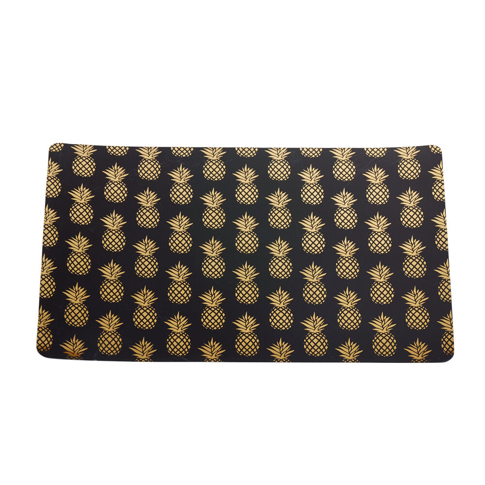Set de table rectangulaire plastique noir ananas doré