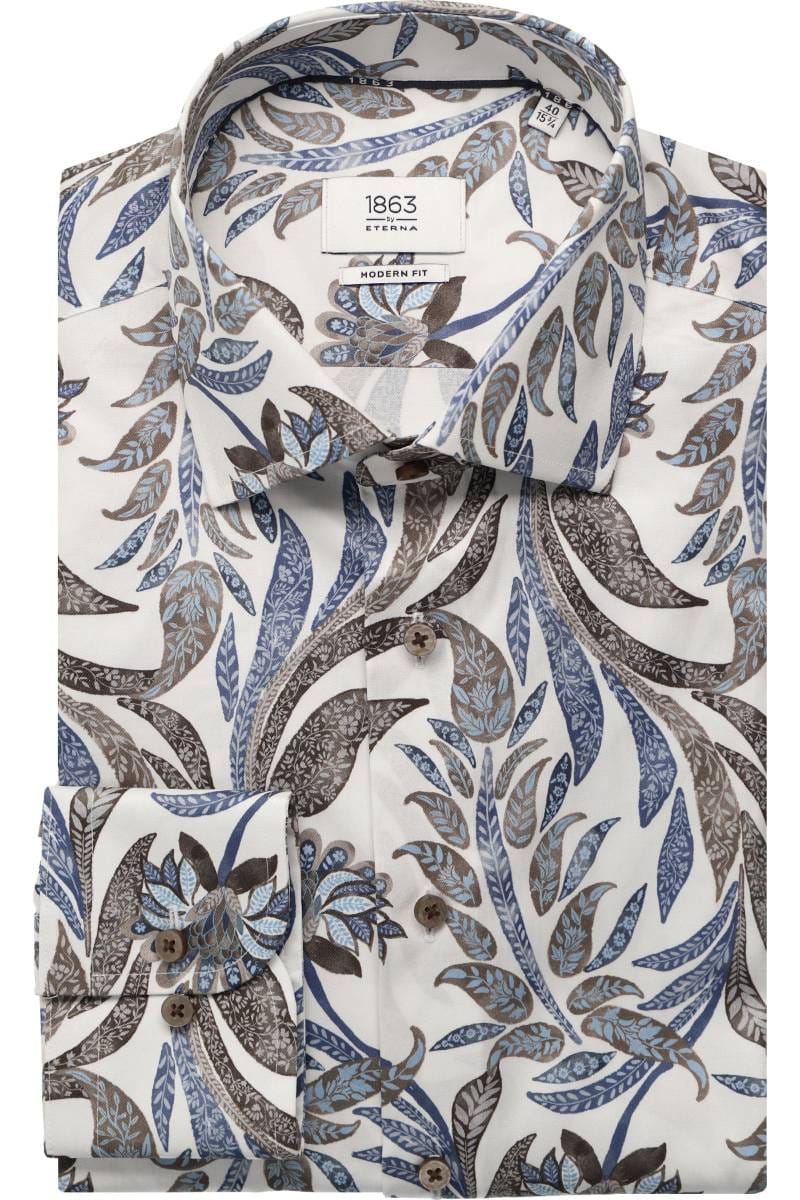 ETERNA 1863 Modern Fit Hemd blau, Bedruckt