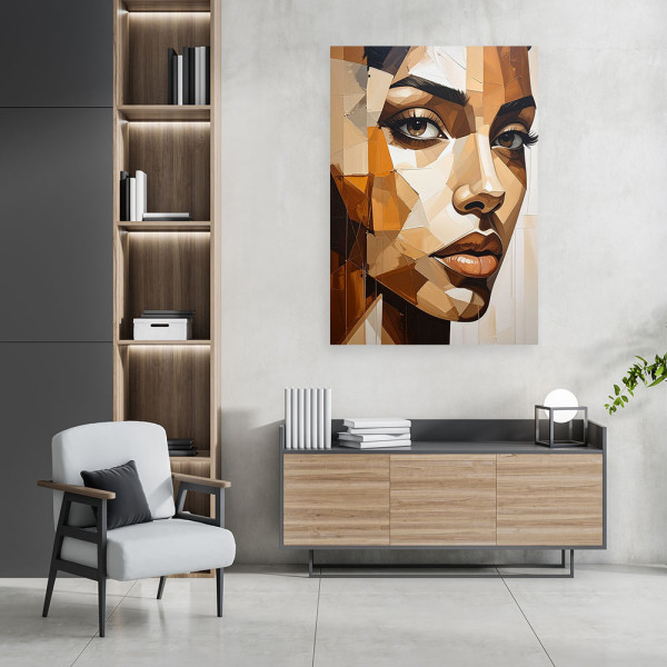 Obraz do salonu sypialni biura, Kobieta Portret Beżowy 20x30