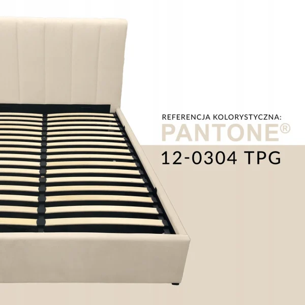 Łóżko tapicerowane z pojemnikiem i stelażem LT102 Vertica 140x200x117 krem