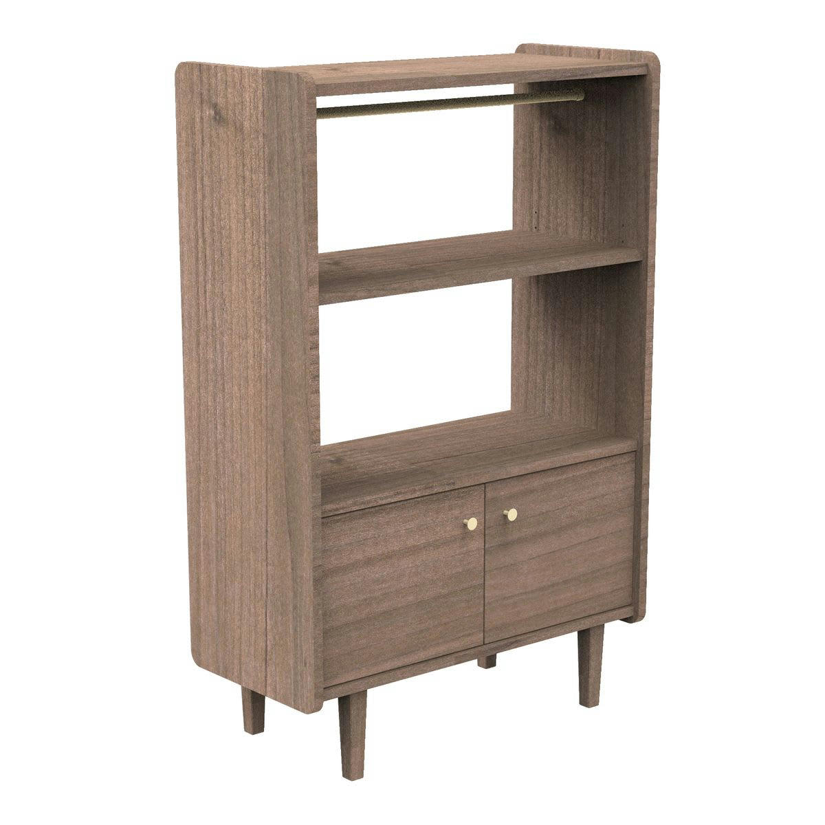 JAZZY - Bibliothèque 2 portes et 1 penderie en bois avec boutons métal