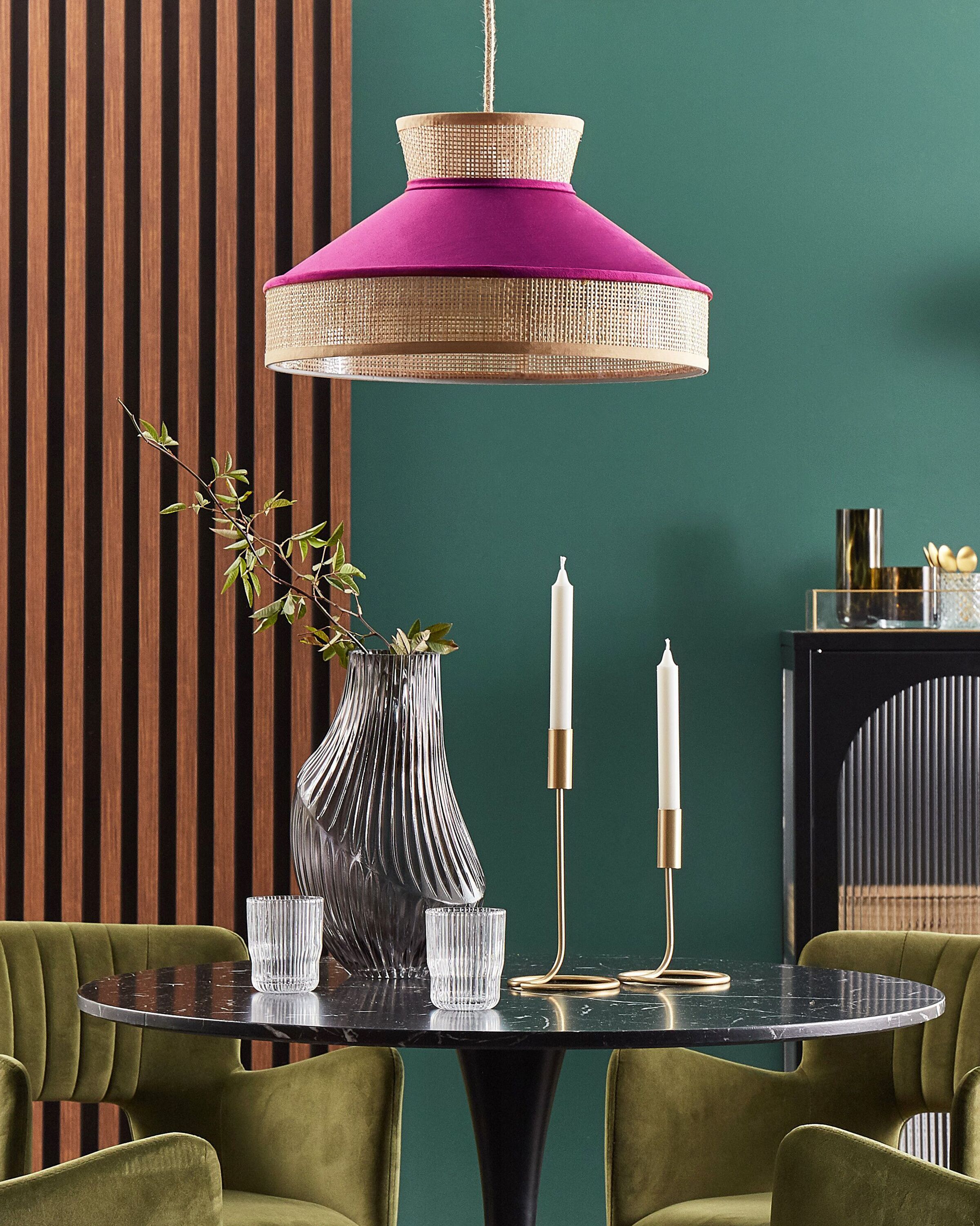 Pendant Lamp BATALI Rattan Fuchsia Pink