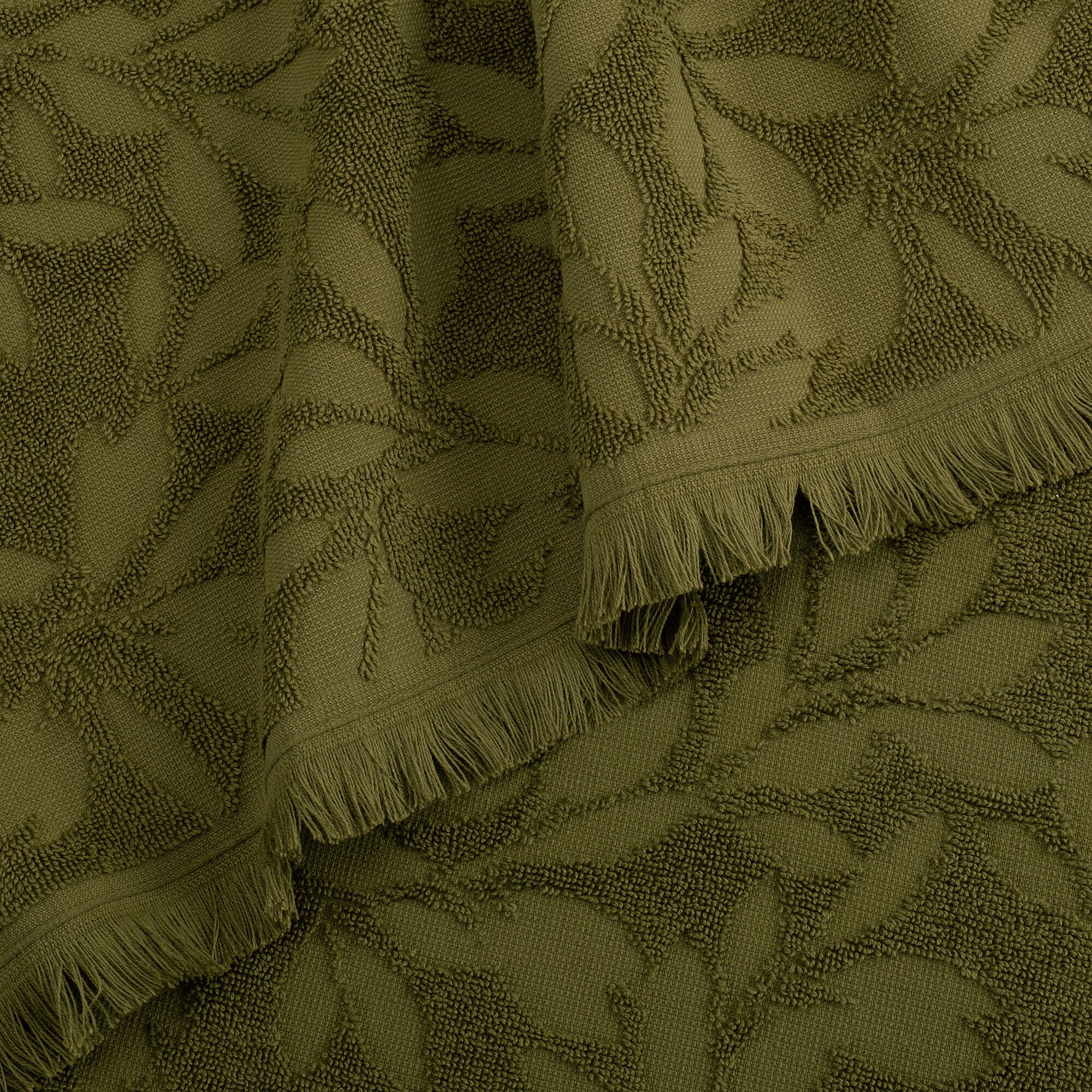ALLORO - Drap de douche en coton motif floral 70x140cm - vert mousse