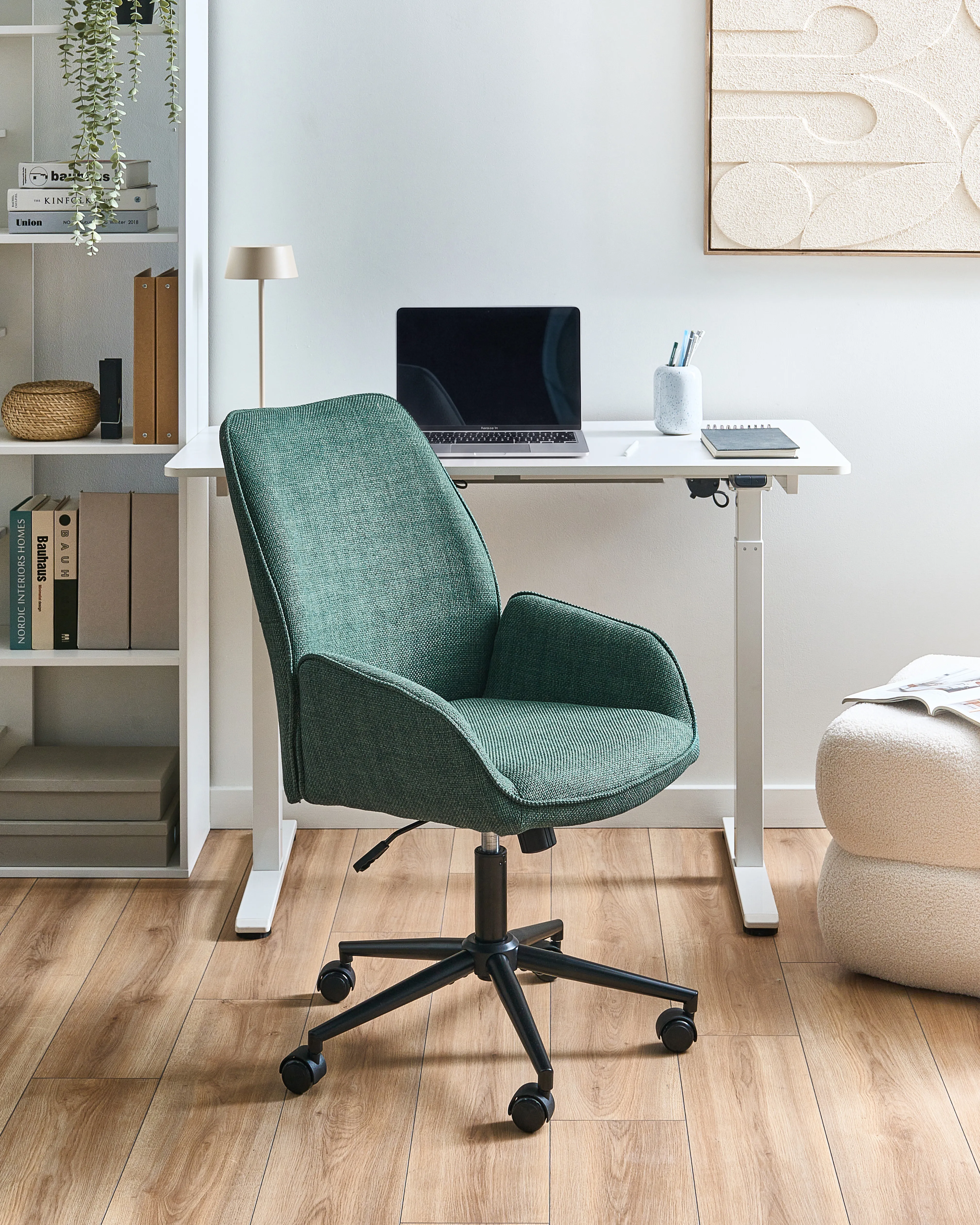 Office Chair CASTILE Faux Linen Dark Green
