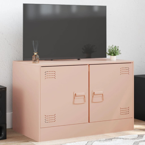 Szafka Pod Telewizor Półka Stolik RTV Różowy Stal 67x39x44 cm
