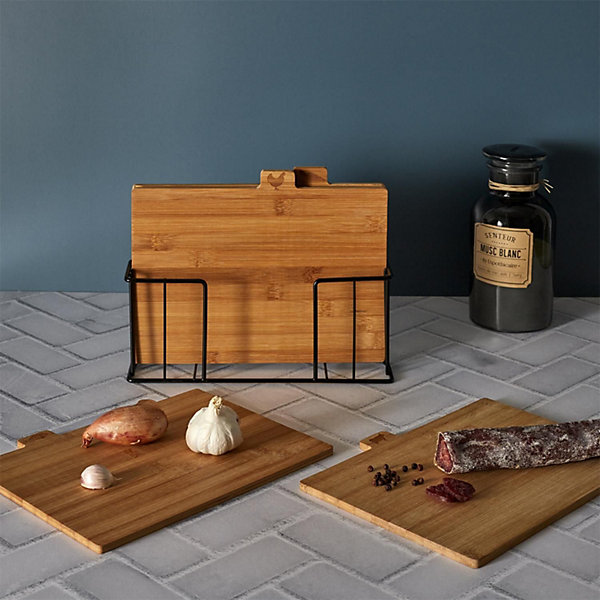 Lot de 4 planches à découper à index en bambou