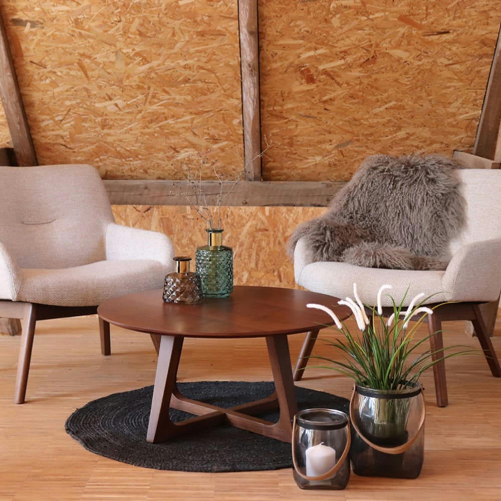 HELLERUP - Table basse en bois D75cm bois foncé