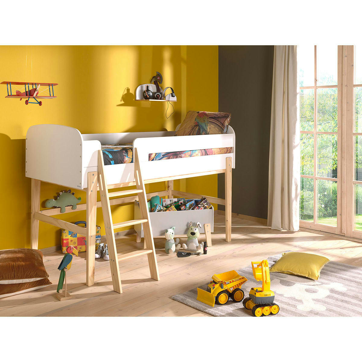 KIDDY - Lit mi-hauteur 90x200 sommier inclus blanc