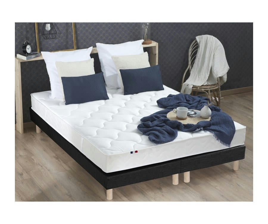 ENSEMBLE ALTO - Ensemble matelas mousse ferme sommier noir 160x200