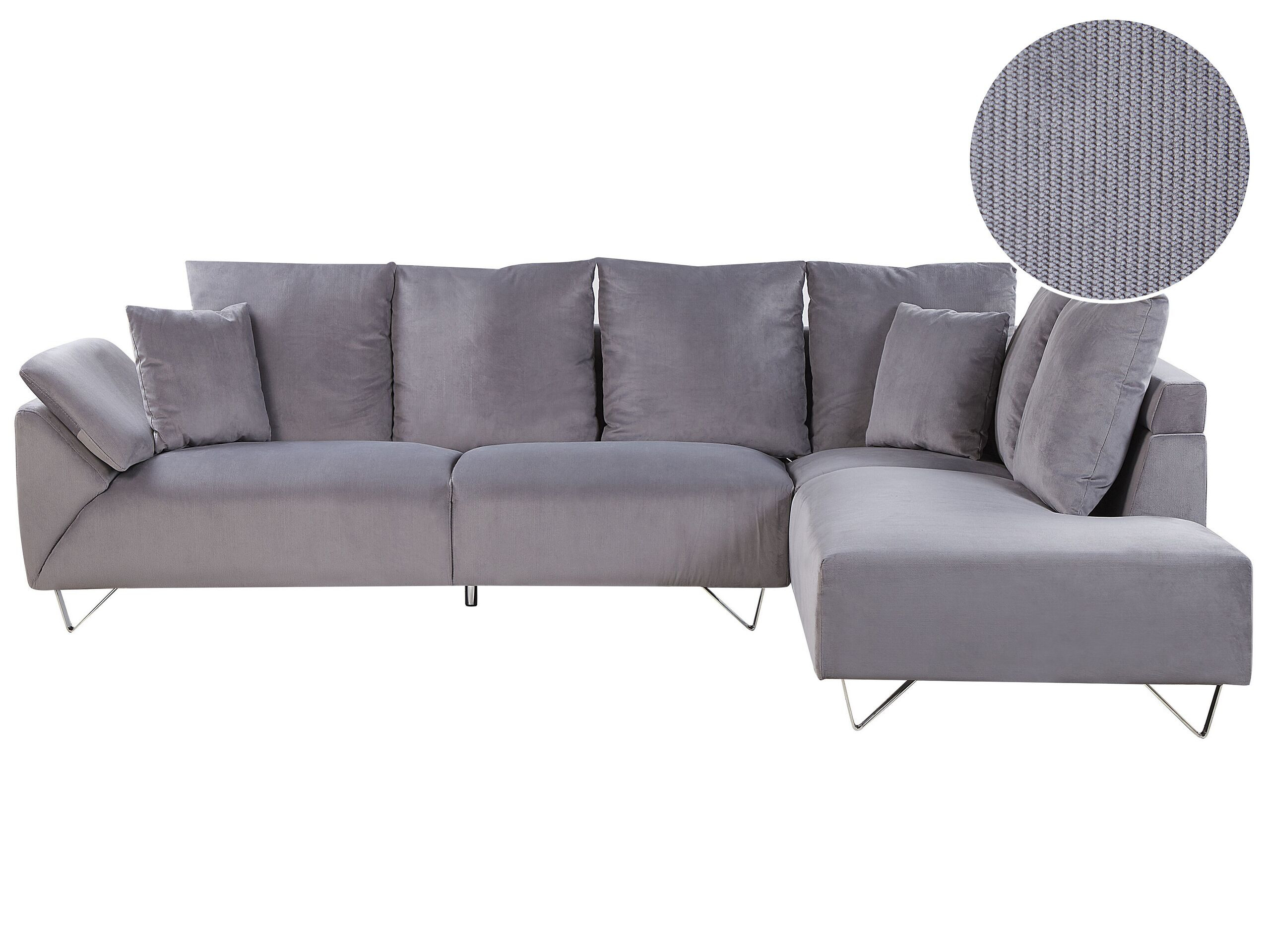 Narożnik sofa duża sztruksowa szara