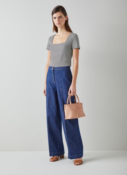 Tasha Black and White striped T-Shirt with LENZING? ECOVERO? viscose