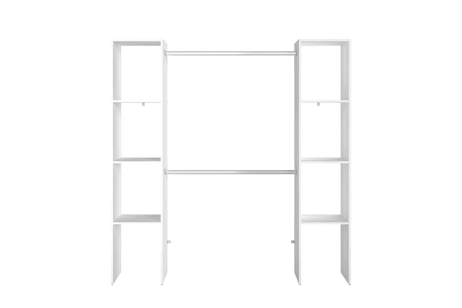 ELYSEE - Dressing blanc 6 étagères, 2 penderies 180 x 40 x 180 cm