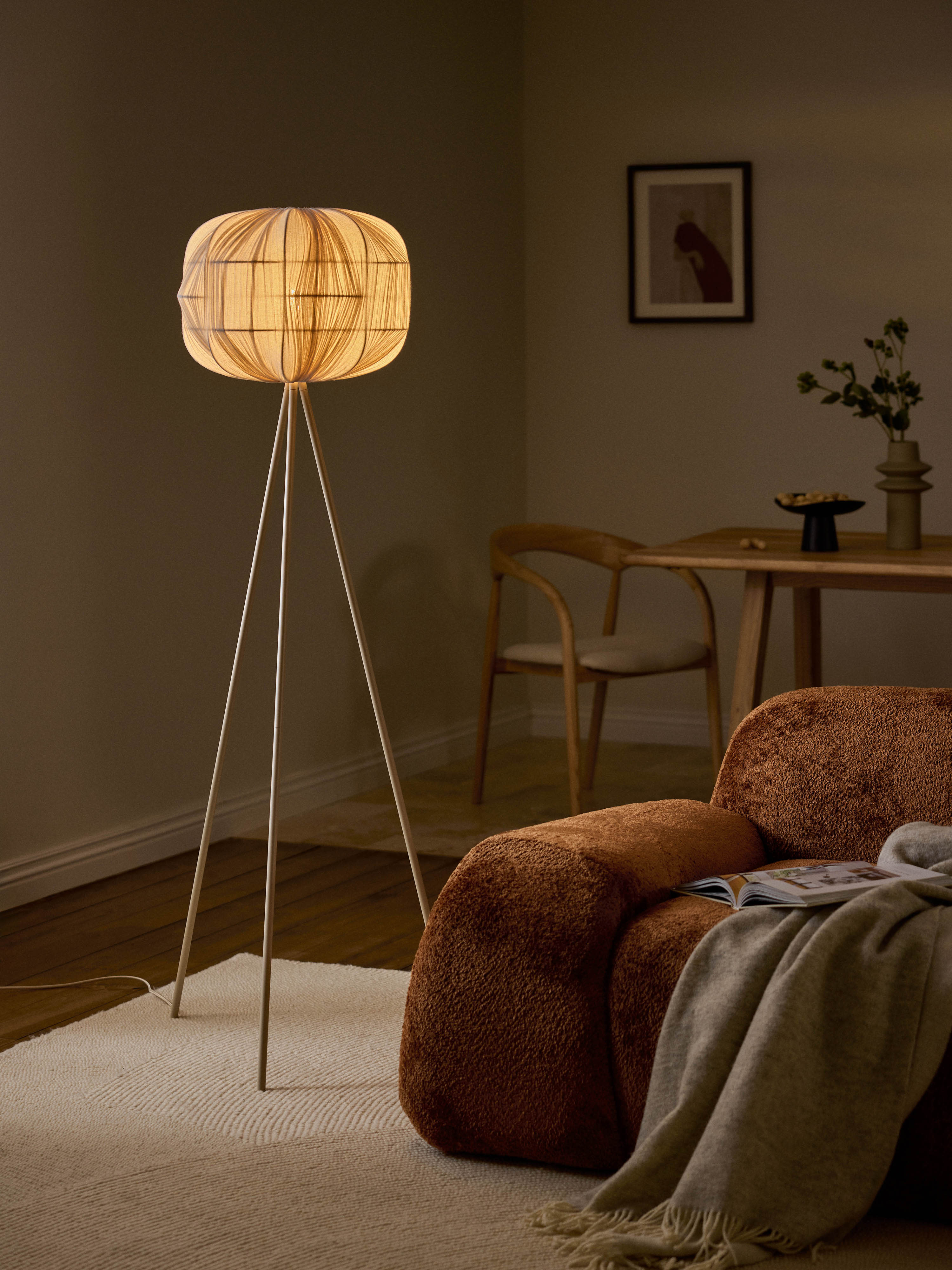 Leinen-Stehlampe Aroa