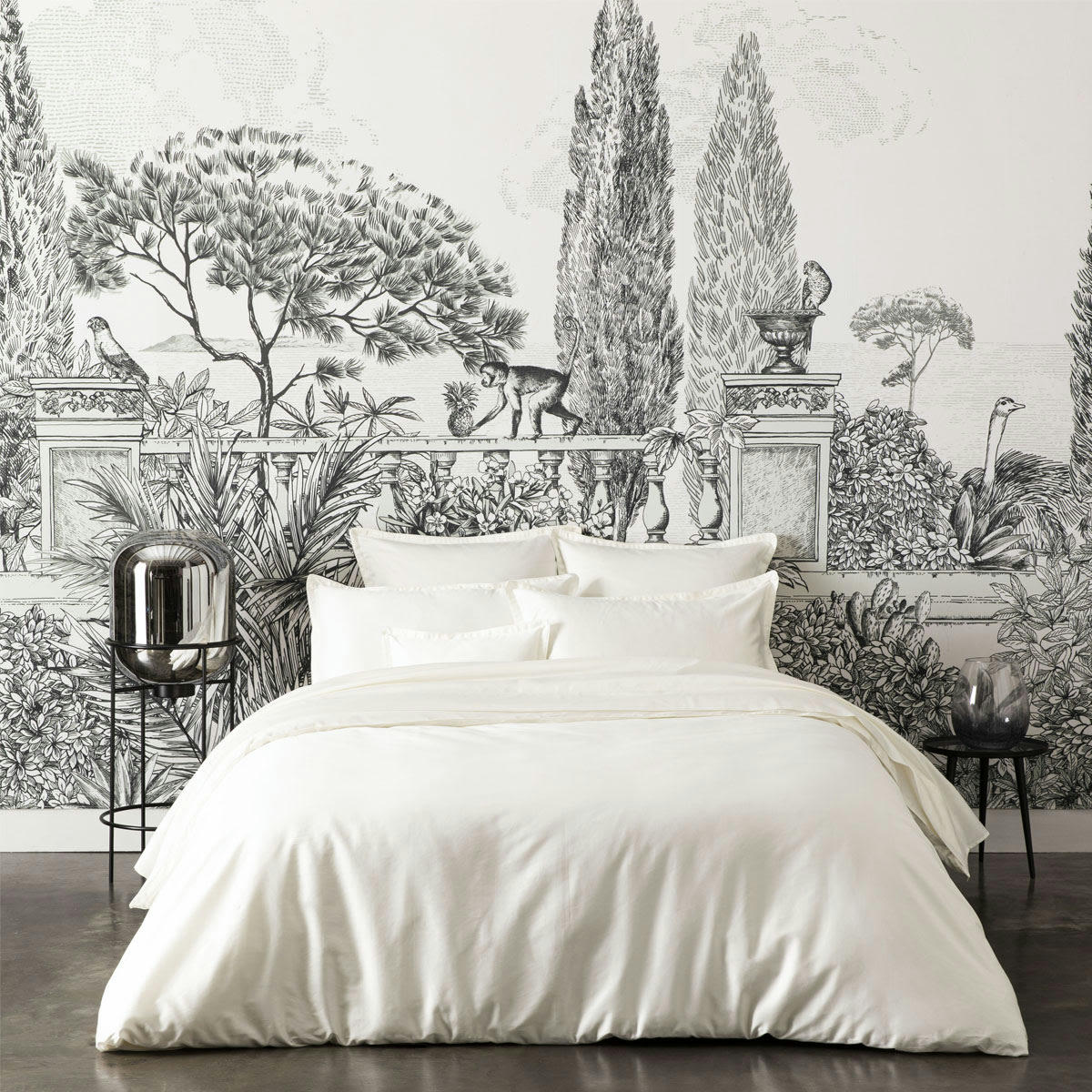 TEOPHILE - Housse de couette en satin de coton hermine 260x240