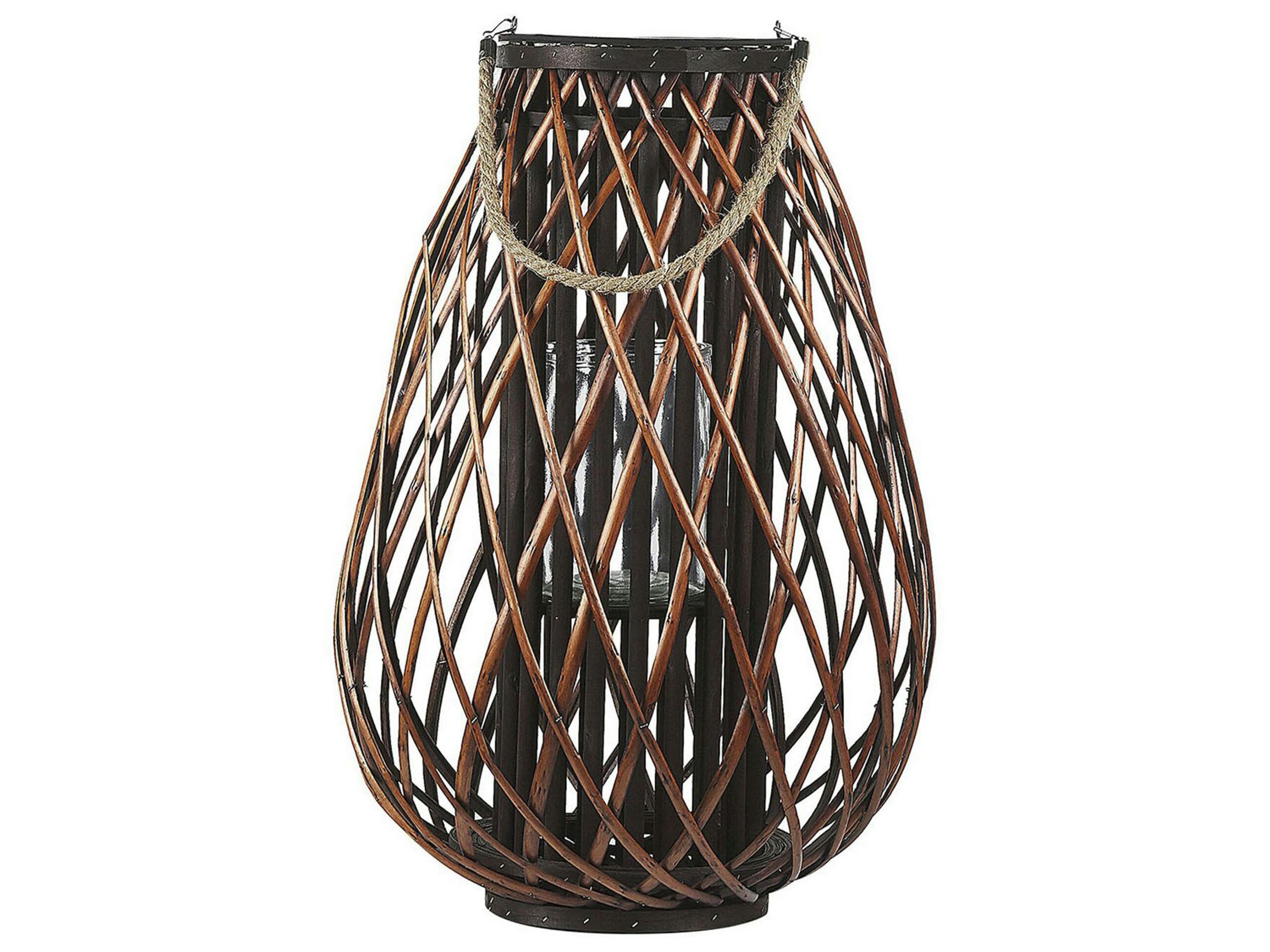 KIUSIU - Lanterne décorative marron en bois de saule 60 cm