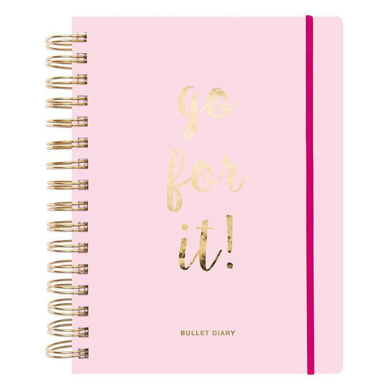 BULLET - Agenda spécial Bullet journal à spirales rose 96 feuilles