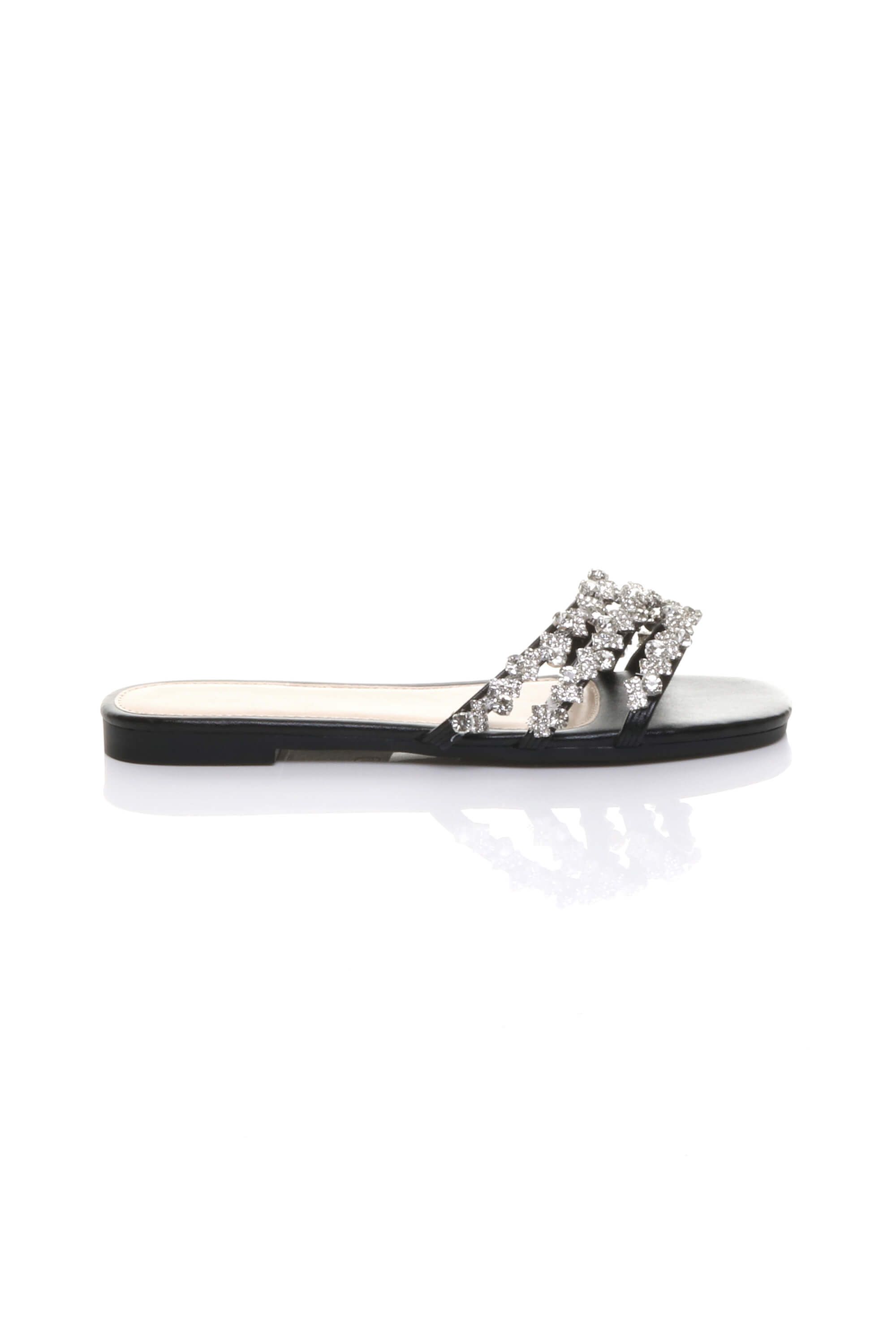 AJVANI Flat Diamante Sandals Flip Flops Sliders
