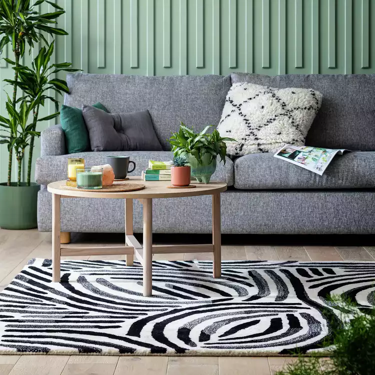 Habitat Skandi Brush Marks Black & White Cut Pile Rug