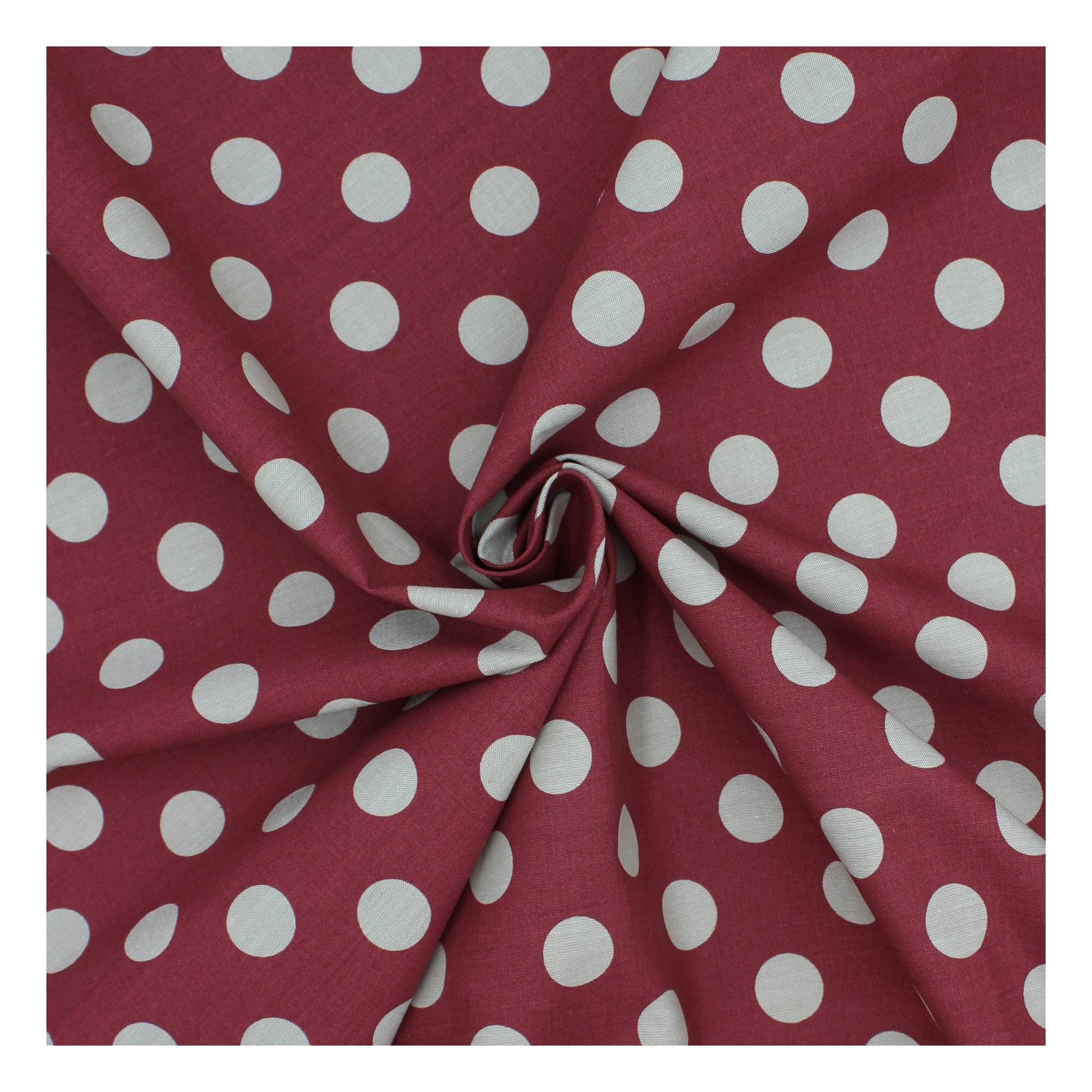 Burgundy Hometown Chambray Dots Fabric?by the Metre
