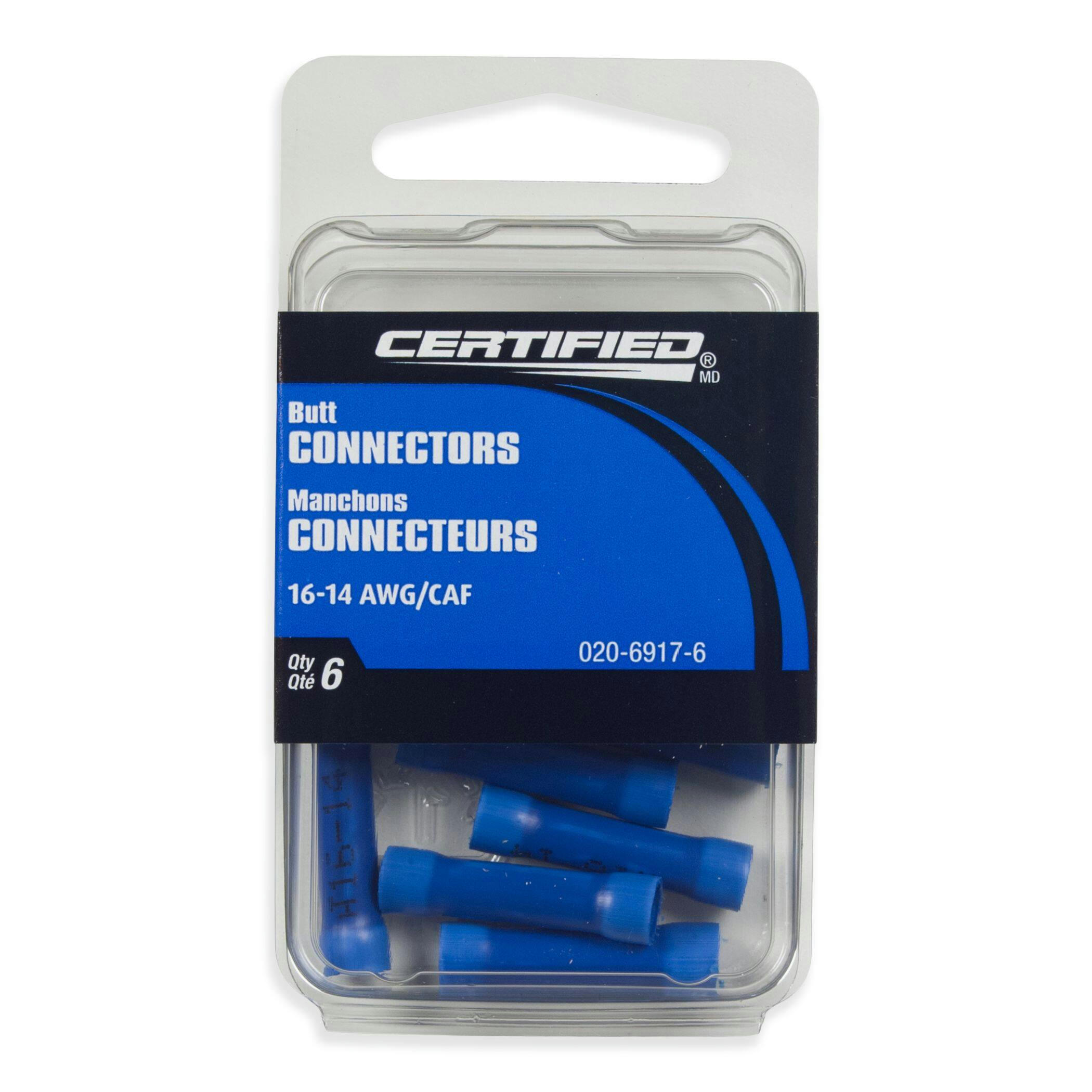 MotoMaster 16-14 AWG Automotive Butt Connector, 6-pk