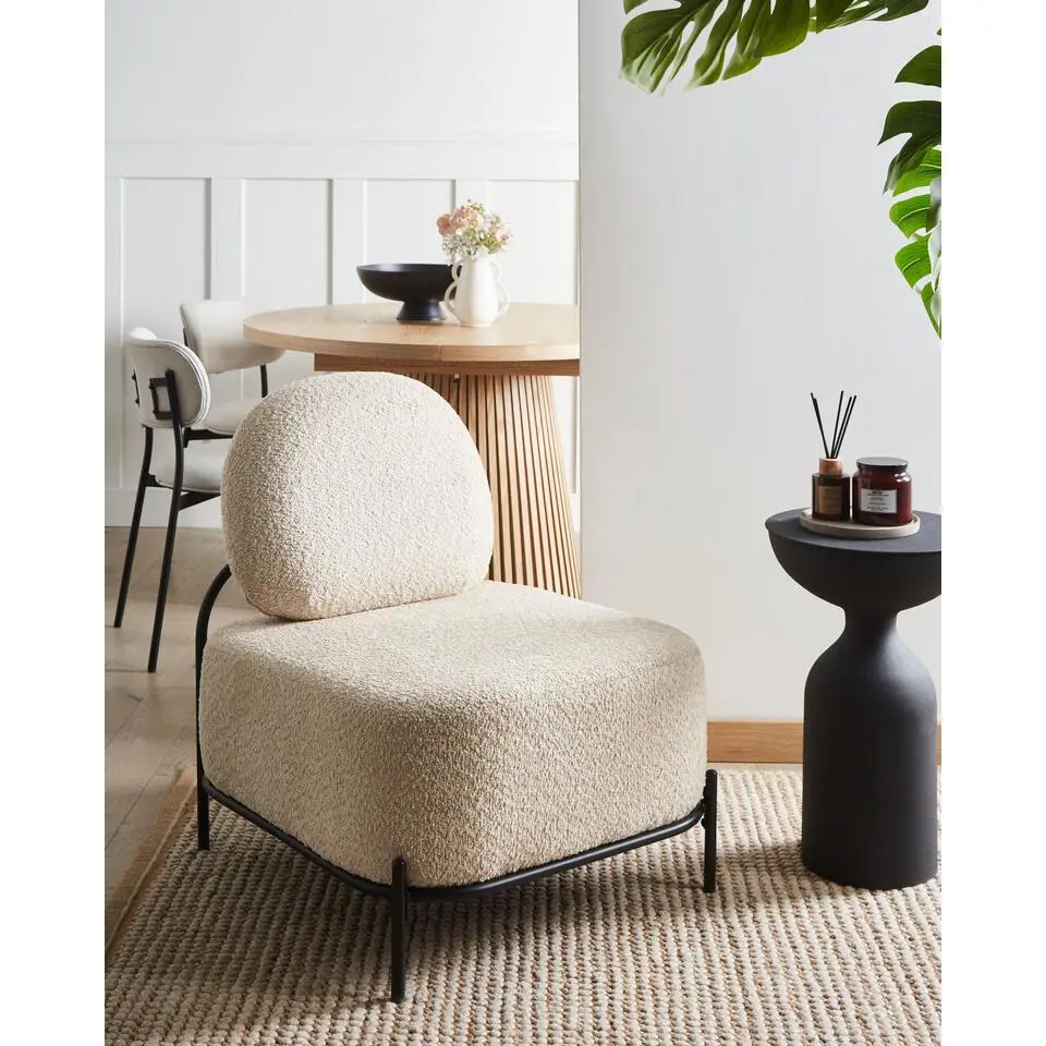 LUNDE - Fauteuil - Beige - Polyester