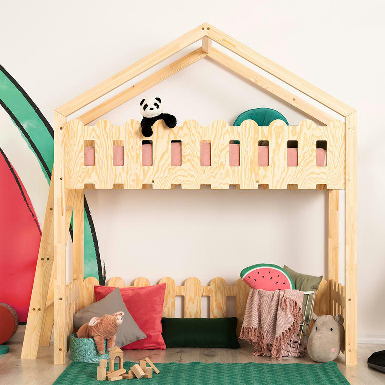 ADÉLAÏDE - Lit cabane mi-hauteur 90x190 sommier inclus naturel