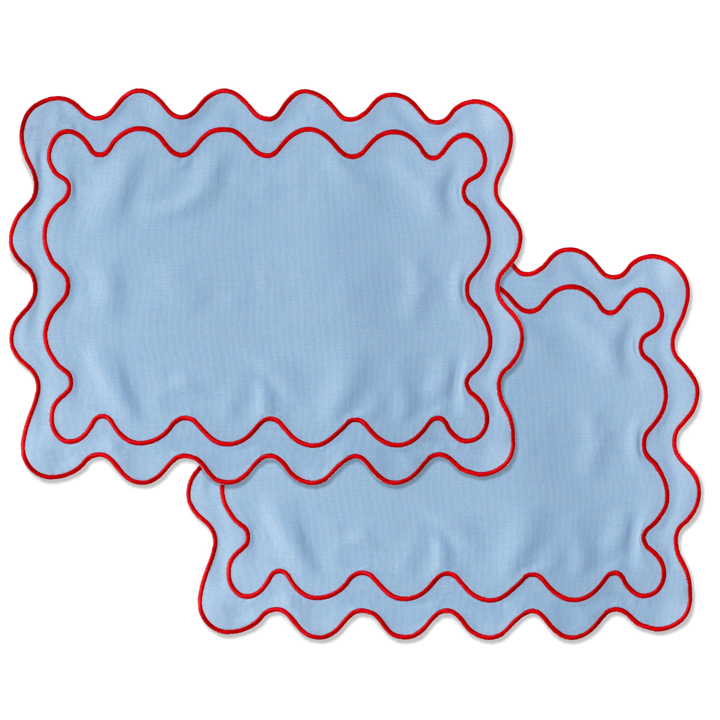 Kulu Club placemats Wavy - linnenmix - blauw - set van 2