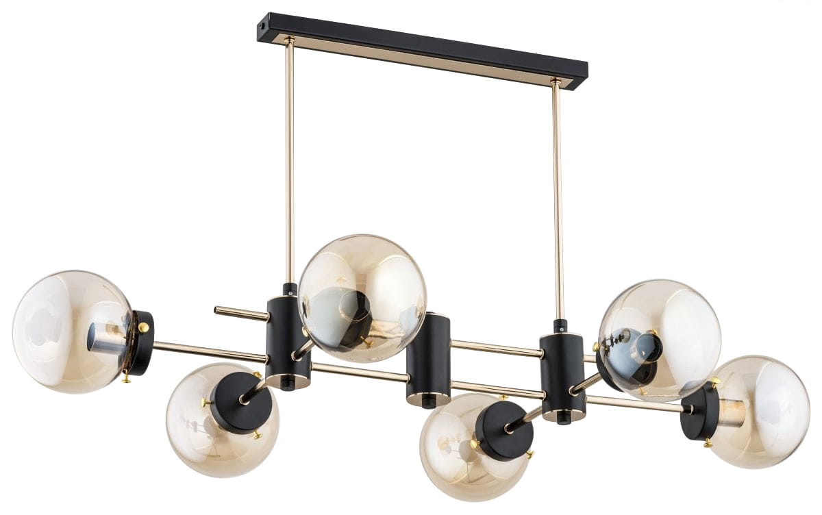 Lampa wisząca czarno-złota-bursztynowy Linio 6xE14x40W Alfa