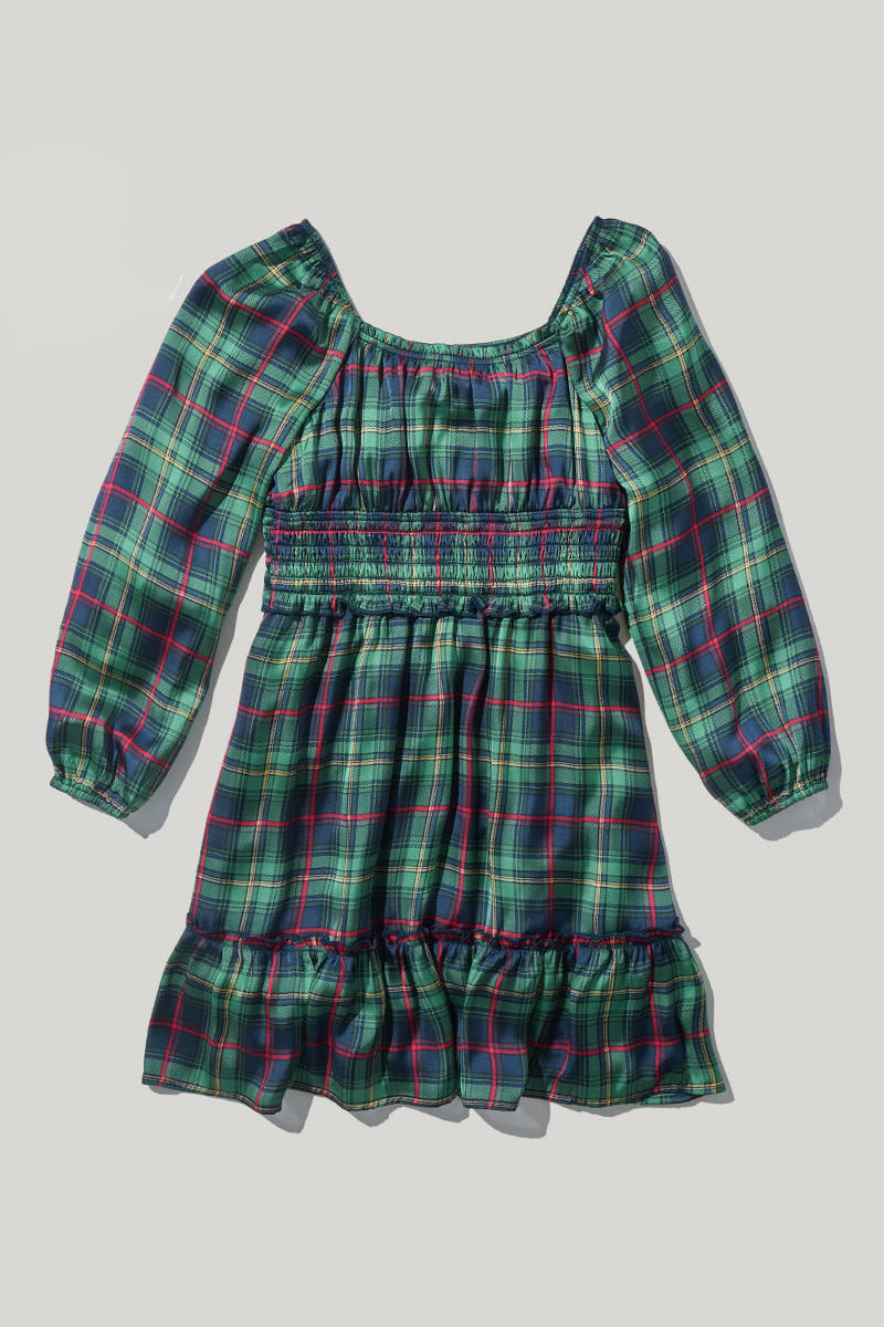 Hello Franki Plaid Ruched Waist Dress for girls