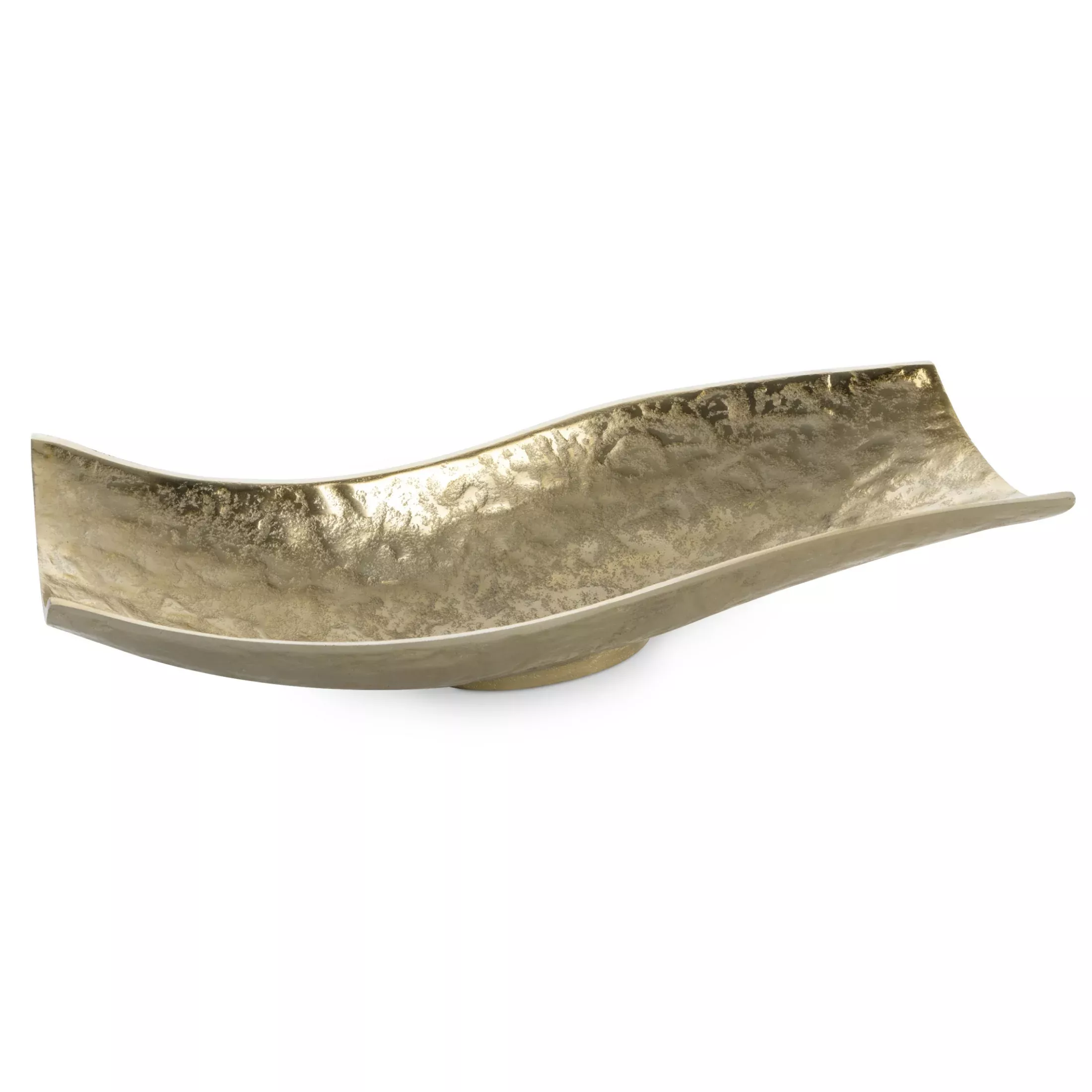 Patera metalowa złota o falujących brzegach 39x16x9 cmPEDRO