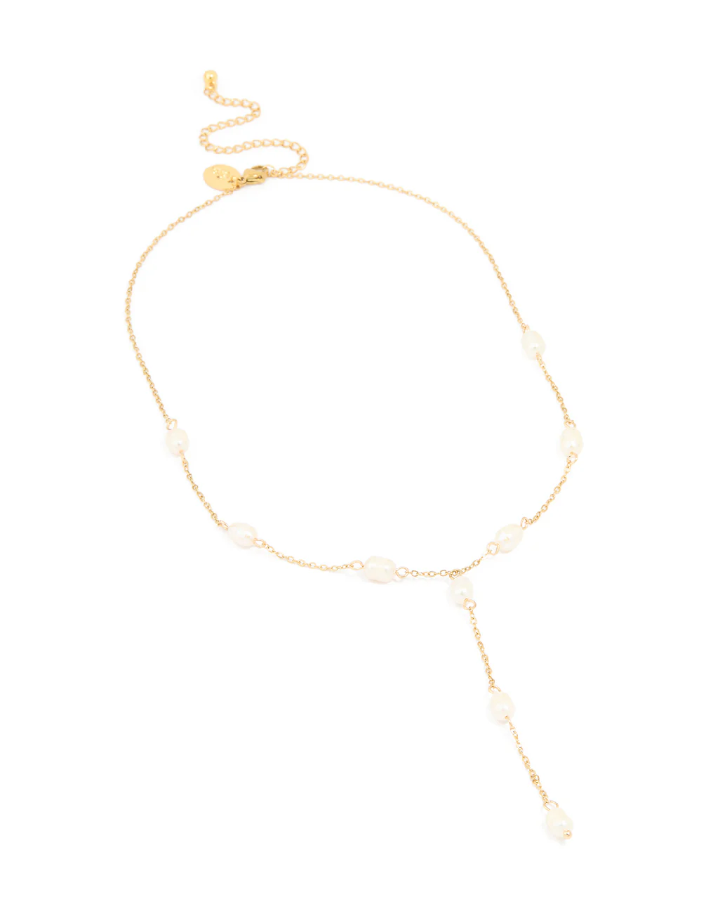 Gold Plated Freshwater Pearl Station Y-Necklace