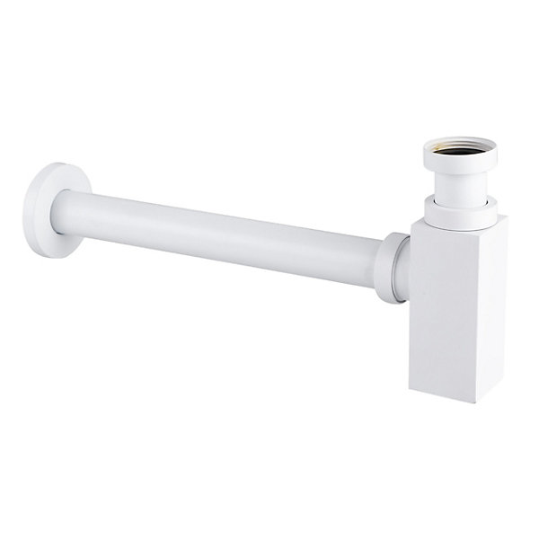 BALNEO - siphon de lavabo carré en laiton blanc - siphon de salle de bain moderne