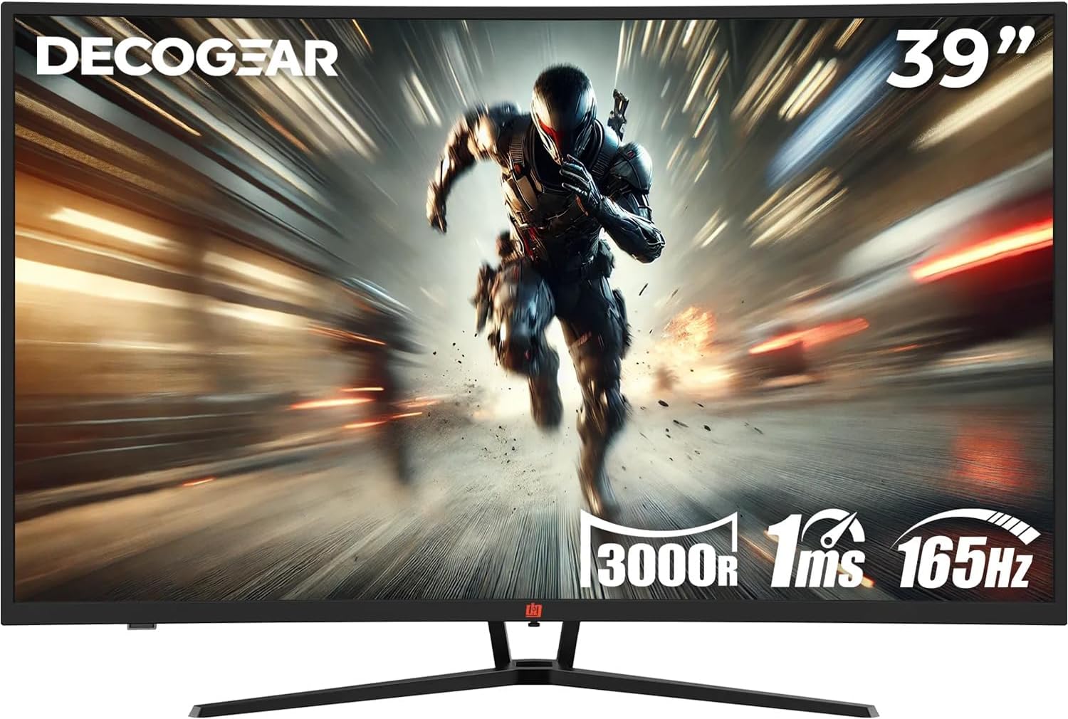 Deco Gear 39 Curved Widescreen Gaming Monitor | 2560x1440 | 1ms MPRT | 165 Hz | 16:9 | HDR400 | 4000:1 | 1 x HDMI | 1 x DisplayPort - Limited Black Edition