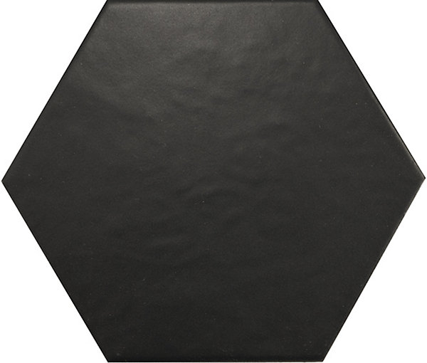 Carrelage sol et mur intérieur hexagonal uni noir mat L.20 x l.17,5 cm x ép.8 mm, Hexa