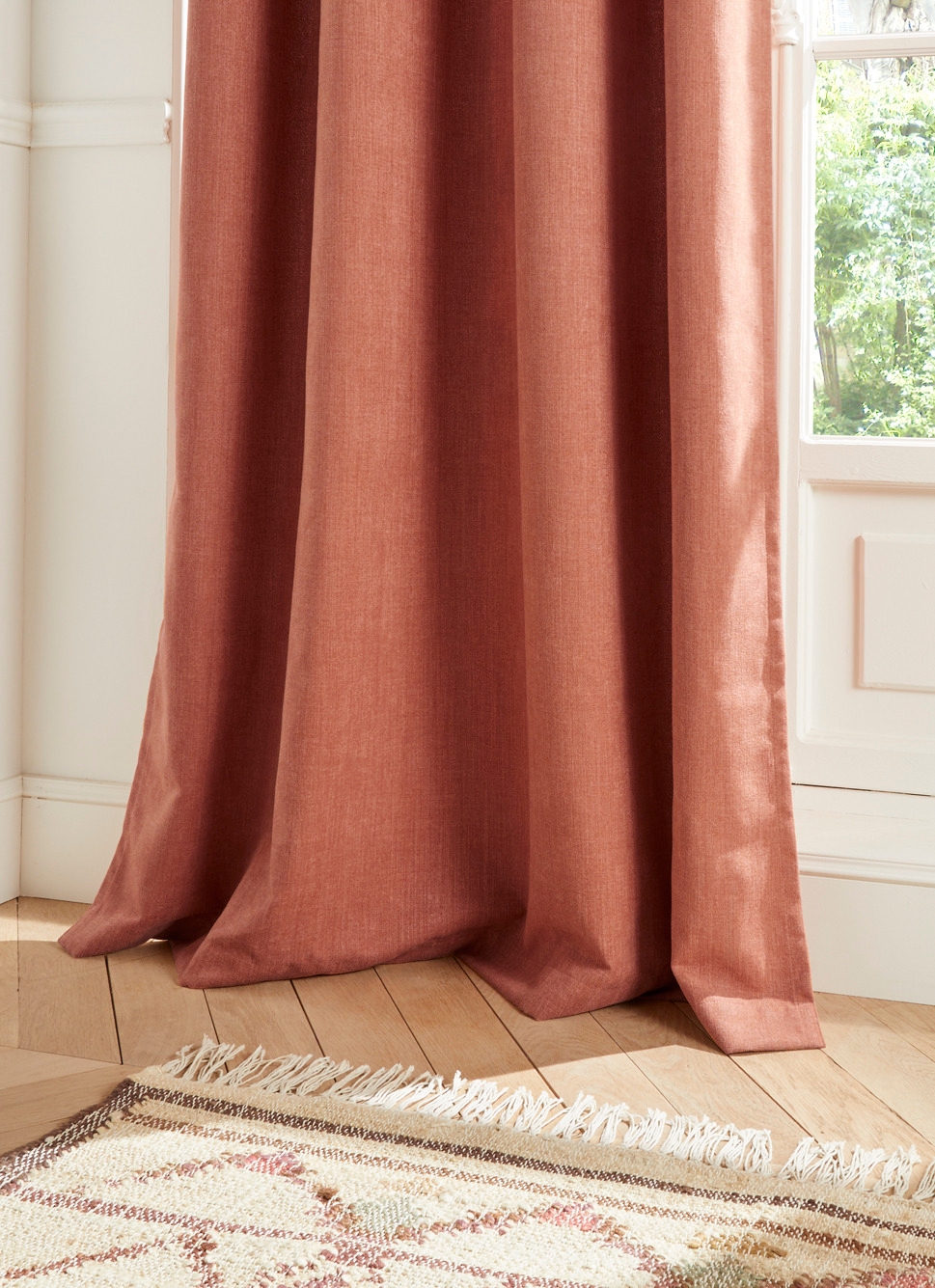 RIDEAU UNI AVEC EFFET GRATTÉ ROSE TERRACOTTA